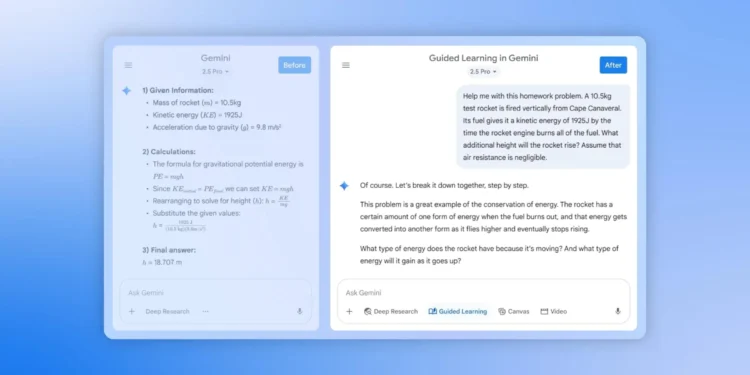 Gemini گوگل با Guided Learning متحول می‌شود